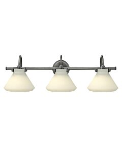 Congress Antique Nickel Small Retro Glass Three Light Vanity